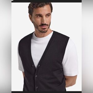 NWT Ragman Sweater Vest Charcoal Cotton Cashmere , Large